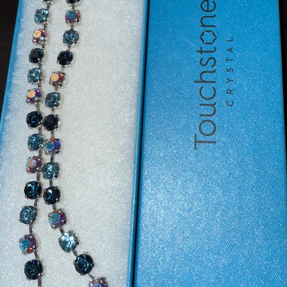 Touchstone Crystal necklace bling denim blues & aurora borealis - Picture 7 of 7